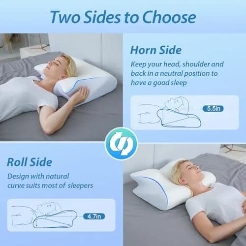 HOMCA Memory Foam Cervical Pillow 23.6 x 15.7 x 4.7/5.6 inches | CertiPUR-US Certified for Neck Pain Relief thumbnail 4