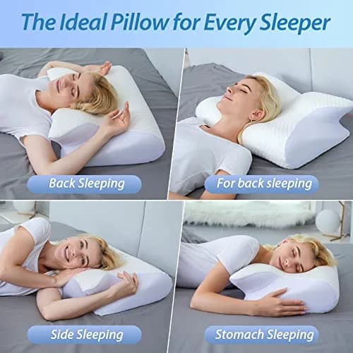 HOMCA Memory Foam Cervical Pillow 23.6 x 15.7 x 4.7/5.6 inches | CertiPUR-US Certified for Neck Pain Relief thumbnail 5
