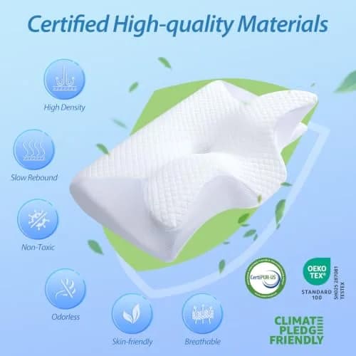 HOMCA Memory Foam Cervical Pillow 23.6 x 15.7 x 4.7/5.6 inches | CertiPUR-US Certified for Neck Pain Relief thumbnail 6