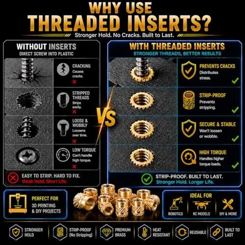 FFVRVSS Brass Threaded Inserts Kit M2-M6 (460+7Pcs) | Heat Set Tool Included for 3D Printing thumbnail 2