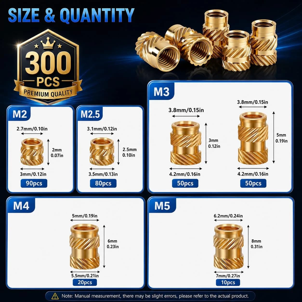 FFVRVSS Brass Threaded Inserts Kit M2-M5 (300+6Pcs) | Heat Set Nuts for 3D Printing & Plastics - view 6