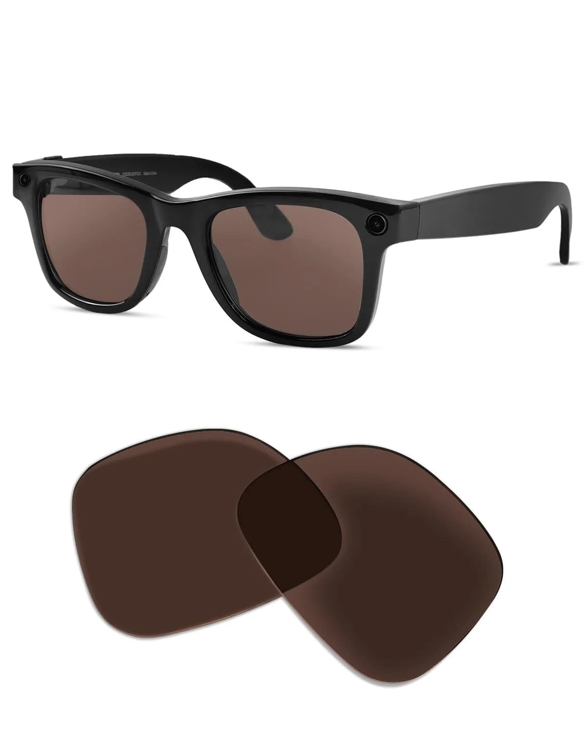 BandSmith Polarized Replacement Lenses for Ray-Ban Meta Wayfarer RW4008 & Gen 2 RW4012 (Large 53mm) — Polarized Brown