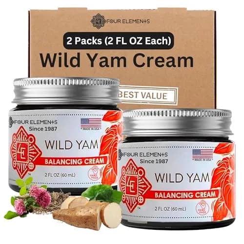 Four Elements 4E Wild Yam Balancing Cream 4 oz (2 x 2 oz) | Award-Winning Herbal Cream with Yam Root, Black Cohosh, Red Clover thumbnail 1