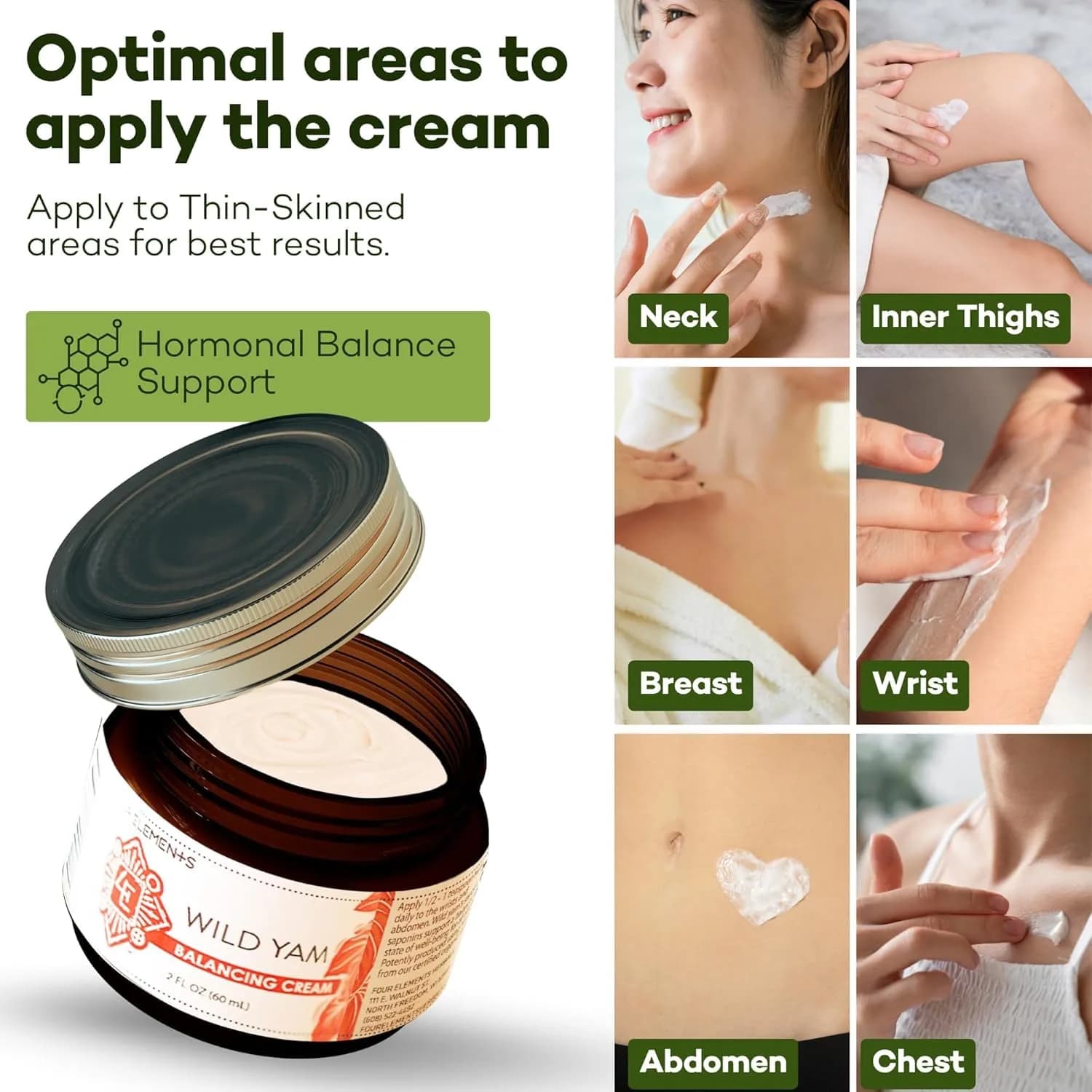 Four Elements 4E Wild Yam Balancing Cream 4 oz (2 x 2 oz) | Award-Winning Herbal Cream with Yam Root, Black Cohosh, Red Clover - view 4