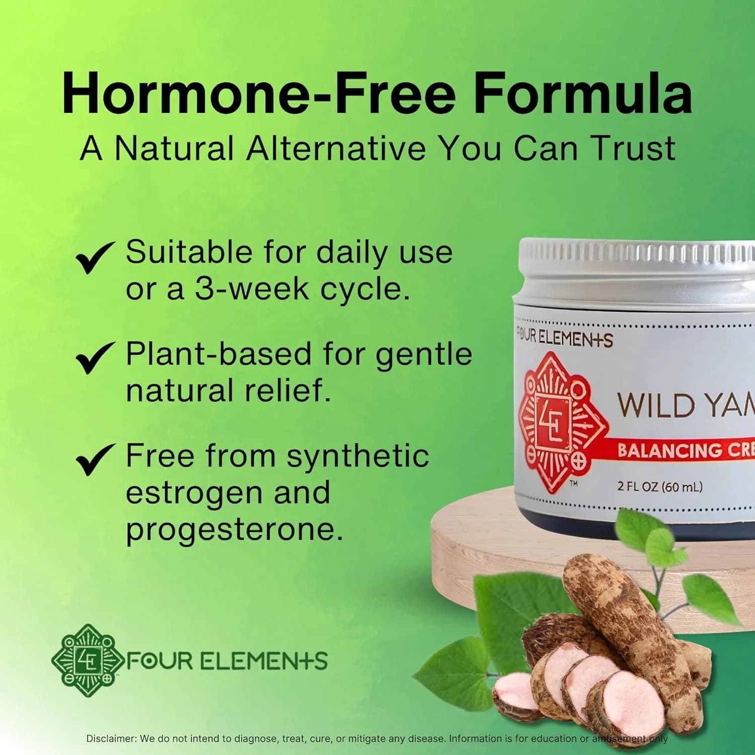 Four Elements 4E Wild Yam Balancing Cream 4 oz (2 x 2 oz) | Award-Winning Herbal Cream with Yam Root, Black Cohosh, Red Clover - view 7