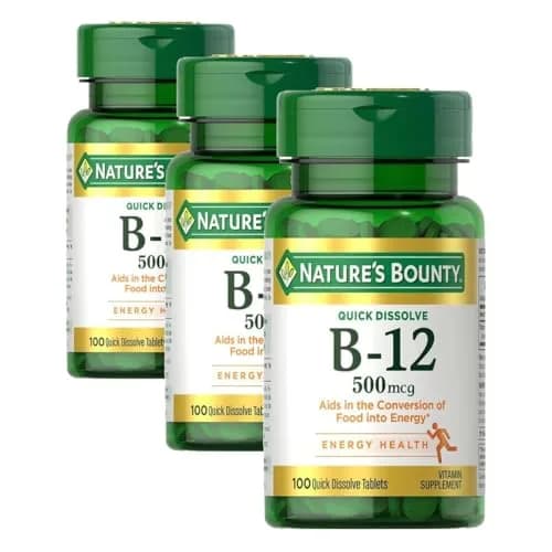 Nature's Bounty Vitamin B12 Quick Dissolve Tablets 500mcg Cherry Flavor | Supports Energy Metabolism & Nervous System Health (300 Tablets Total) thumbnail 1