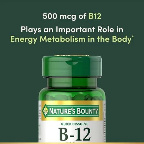 Nature's Bounty Vitamin B12 Quick Dissolve Tablets 500mcg Cherry Flavor | Supports Energy Metabolism & Nervous System Health (300 Tablets Total) thumbnail 4