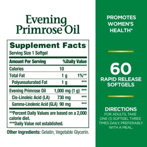 Nature's Bounty Primrose Oil 1000mg Gluten Free Herbal Supplement 180 Count (Pack of 3) | Promotes Women's Health thumbnail 2