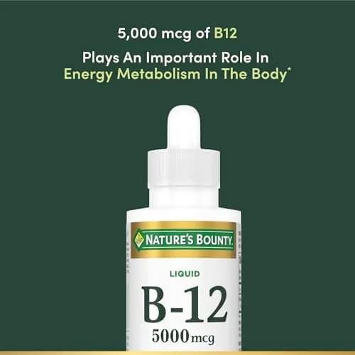 Nature's Bounty Vitamin B12 Sublingual Liquid 5000 mcg 177ml (6 Fl Oz) | Cardiovascular & Cellular Energy Support thumbnail 3