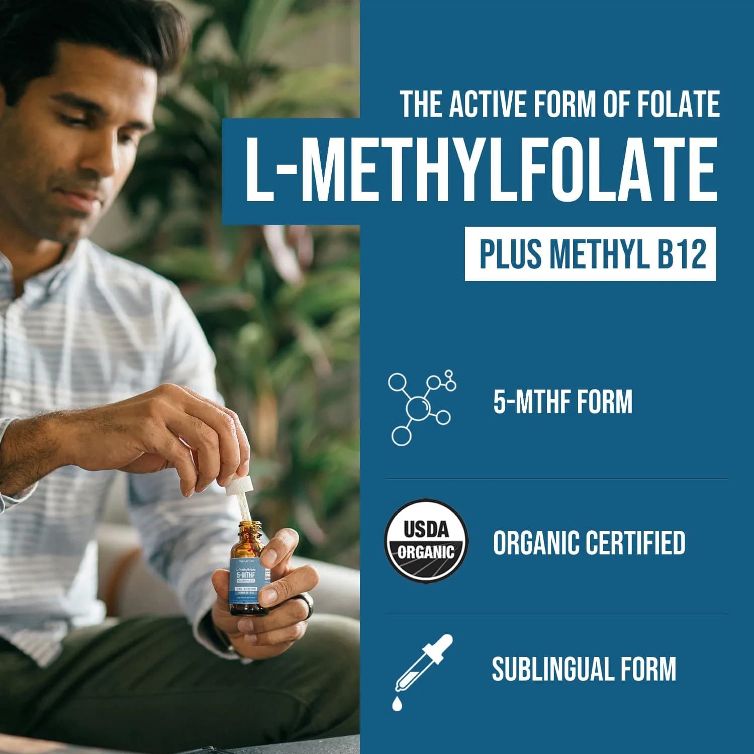 Triquetra Health L-Methylfolate 15mg Liquid Drops with Methyl B12 - Berry Flavor, 1 Fl Oz (3 Pack) - view 2