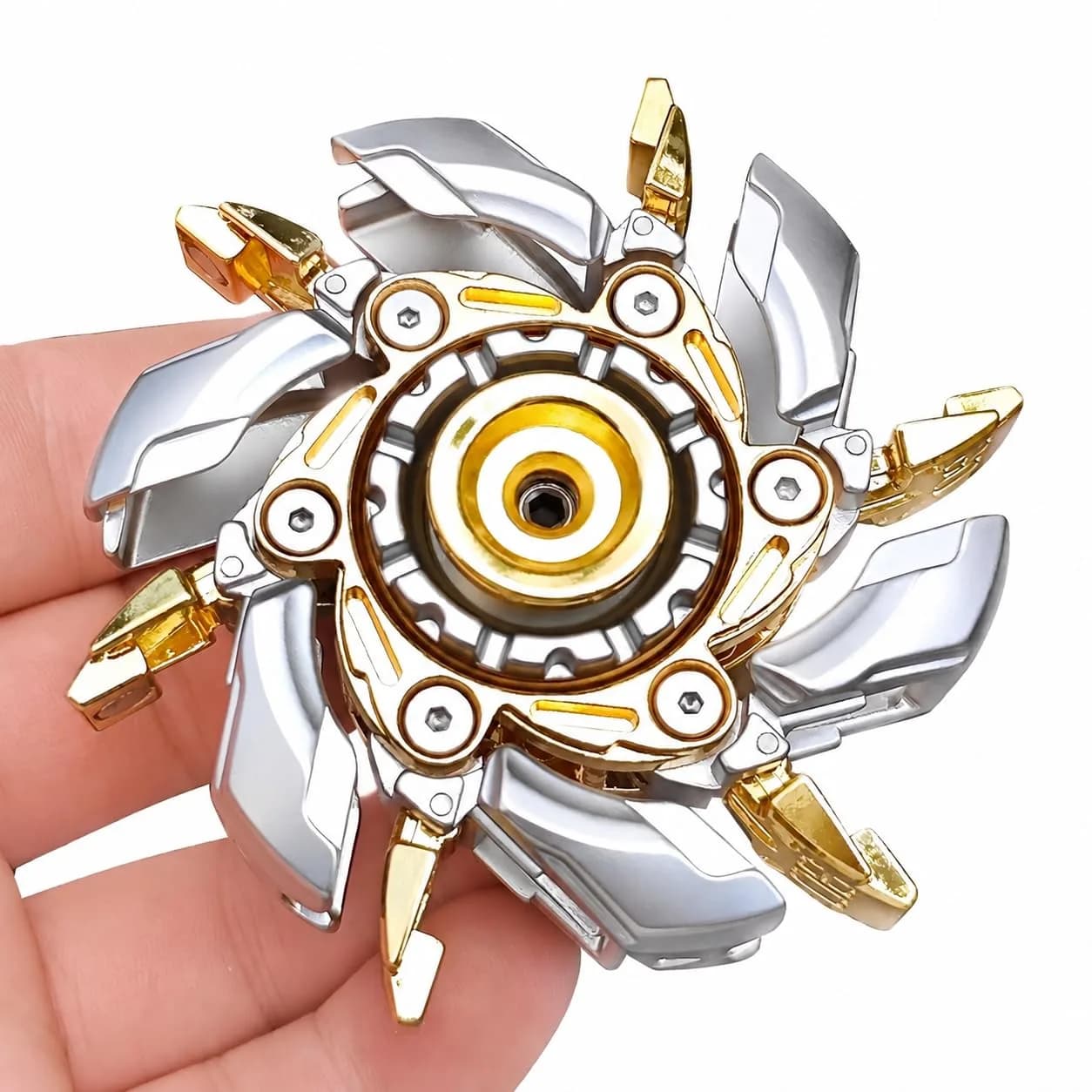 T-Conceal Metal Fidget Slider Spinner 5.0 cm (1.96 x 1.96 x 0.86 inches) | Magnetic EDC Stress Relief Toy — Silver Gold