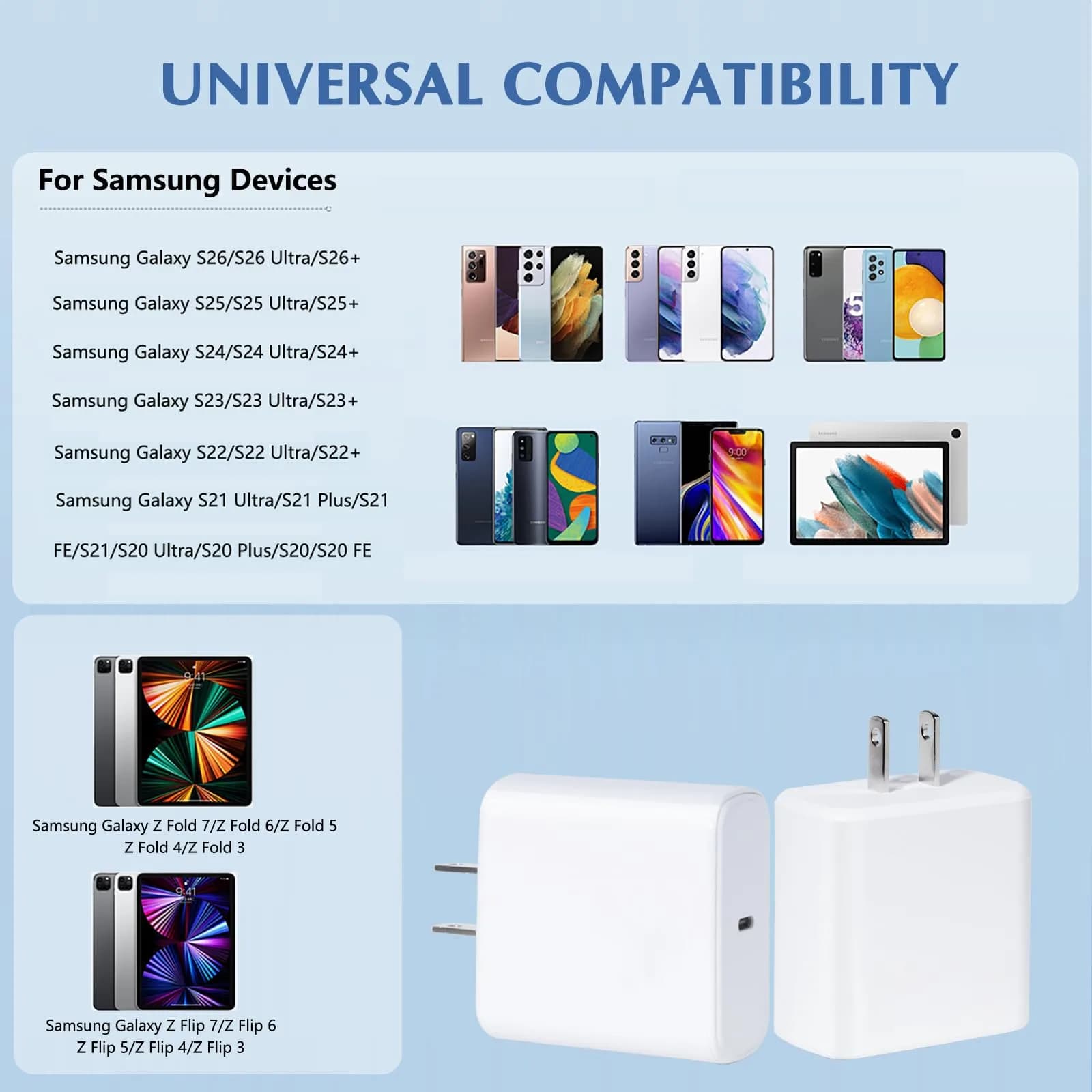 SpeedScope 45W USB C Fast Charger & 10FT Cable | Compatible with Galaxy S26 Ultra/S25+/S24+ thumbnail 3