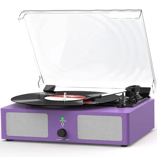 Udreamer Purple Vinyl Record Player with Built-in Speakers & Bluetooth, 3-Speed Belt Drive, 32.5cm (12.8") | Imported for India thumbnail 1