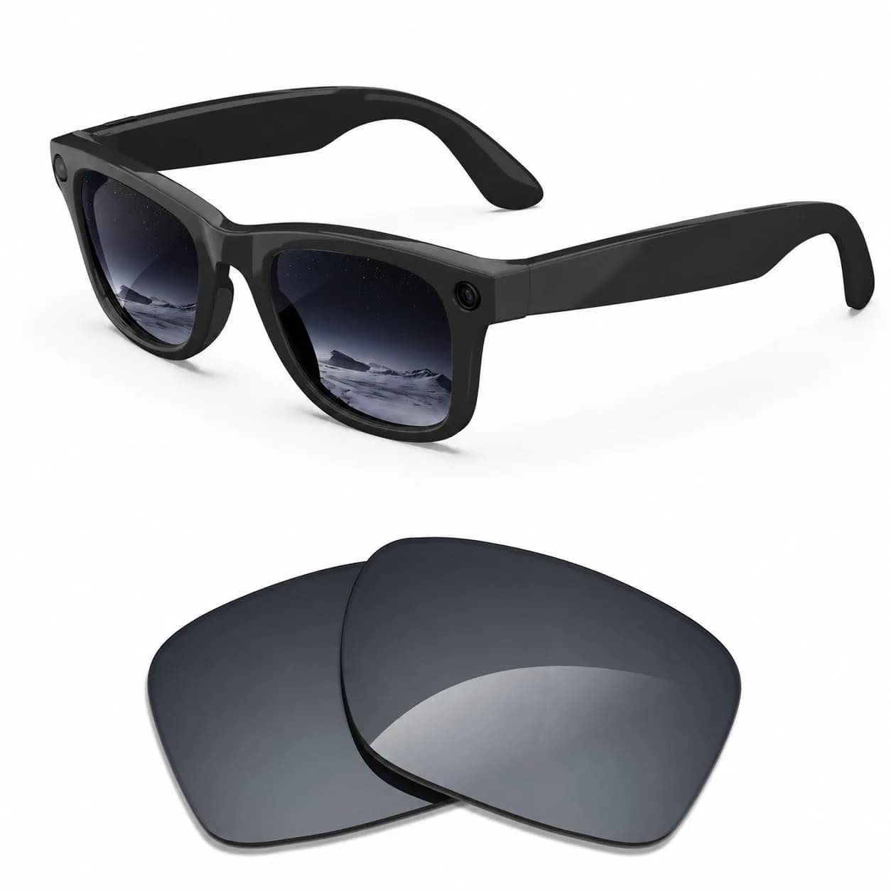 MAKCPOIMER Polarized Replacement Lenses for Ray-Ban Meta Wayfarer RW4006/RW4012 50mm & RW4008/RW4012 53mm | UV Protection — Gray / Large 53mm(Gen1 RW4008/Gen2 RW4012)