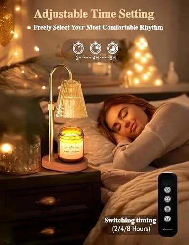 Exovyn Candle Warmer Lamp with Timer & Adjustable Height, Dimmable Light, Antique Gold 12.2 inch (31 cm) | Elegant Home Décor & Housewarming Gifts thumbnail 4