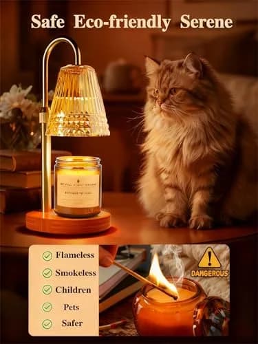 Exovyn Candle Warmer Lamp with Timer & Adjustable Height, Dimmable Light, Antique Gold 12.2 inch (31 cm) | Elegant Home Décor & Housewarming Gifts thumbnail 5