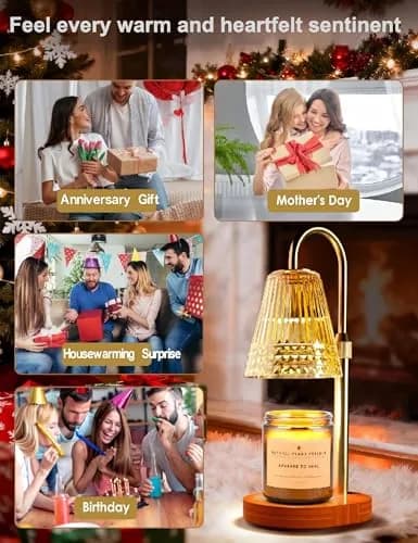 Exovyn Candle Warmer Lamp with Timer & Adjustable Height, Dimmable Light, Antique Gold 12.2 inch (31 cm) | Elegant Home Décor & Housewarming Gifts thumbnail 6