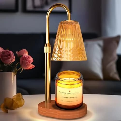 Exovyn Candle Warmer Lamp with Timer & Adjustable Height, Dimmable Light, Antique Gold 12.2 inch (31 cm) | Elegant Home Décor & Housewarming Gifts thumbnail 1