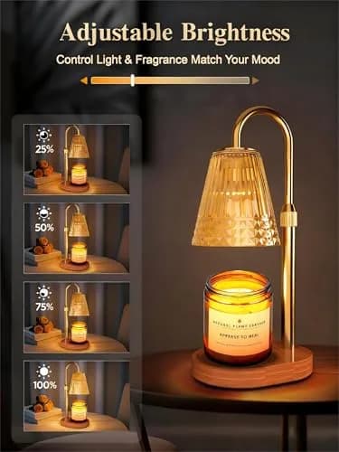 Exovyn Candle Warmer Lamp with Timer & Adjustable Height, Dimmable Light, Antique Gold 12.2 inch (31 cm) | Elegant Home Décor & Housewarming Gifts thumbnail 2