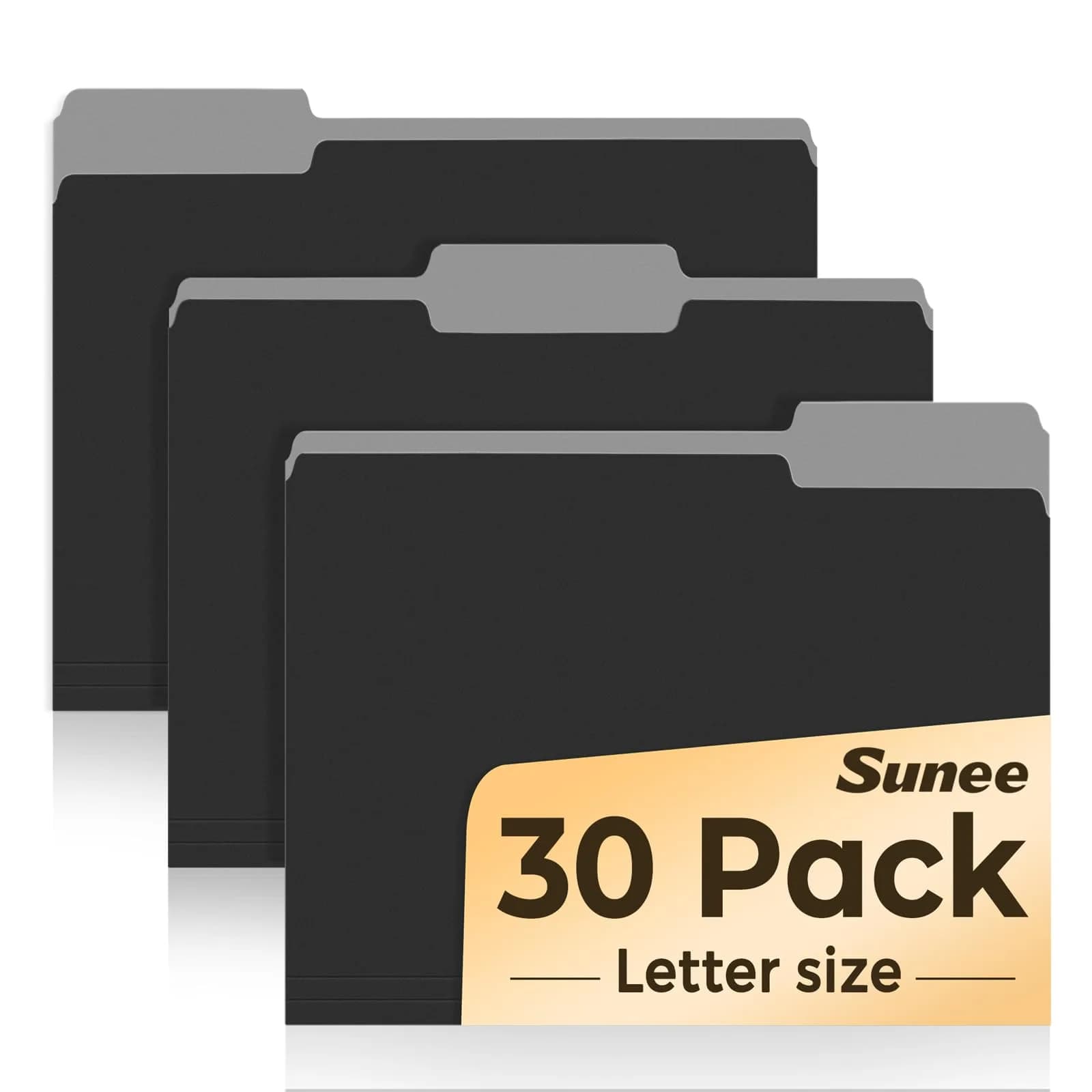 SUNEE Colored File Folders, 30 Pack Black Manila Folders 8.5 x 11 | Value Pack for Office, School, Home
