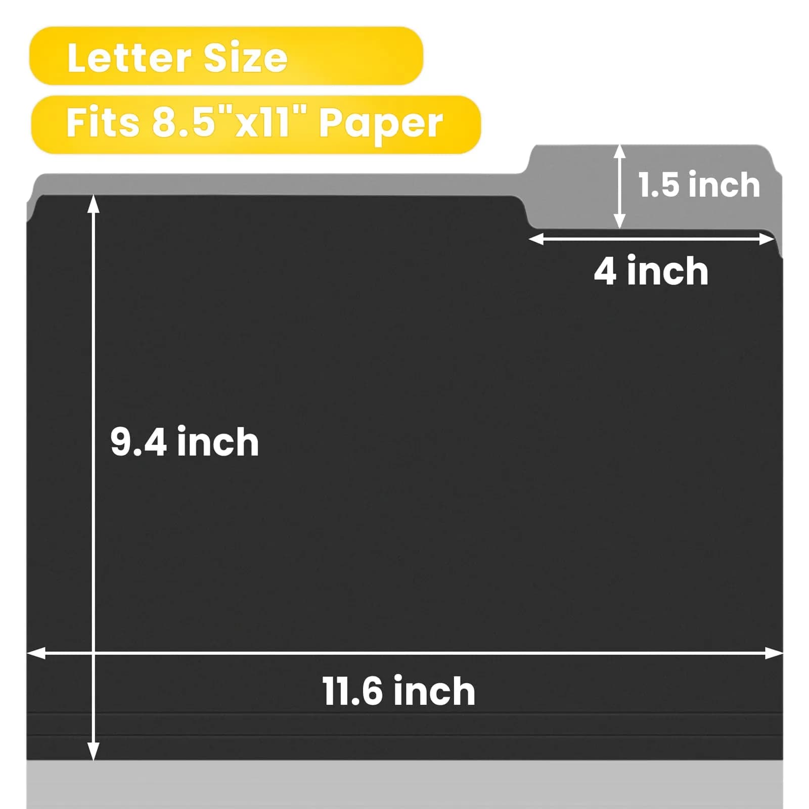 SUNEE 30-Pack Black File Folders, Letter Size, 1/3 Cut Tab | Premium Paper for Home Office School - view 2