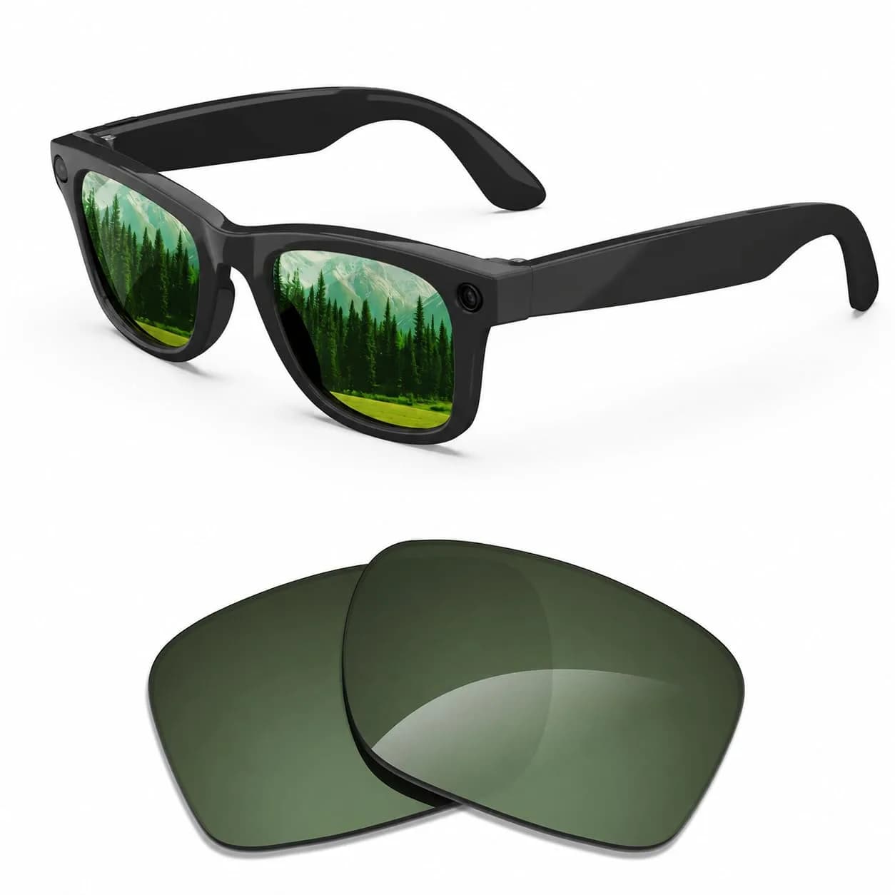 MAKCPOIMER Polarized Replacement Lenses for Ray-Ban Meta Wayfarer RW4006/RW4012 50mm & RW4008/RW4012 53mm | UV Protection — Green
