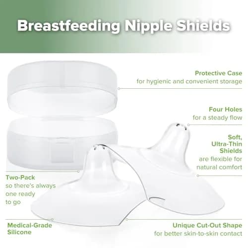 haakaa Silicone Nipple Shields for Breastfeeding Newborns, Contact Nipple Shield for Latching Difficulties, Flat or Inverted Nipples, Includes Storage Case (4pcs, 18mm) thumbnail 5