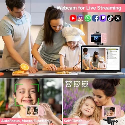 SMARTKLIK Pink Digital Camera FHD 4K 44MP | 2.8 inch LCD, 16x Digital Zoom, 64GB SD Card Included thumbnail 6