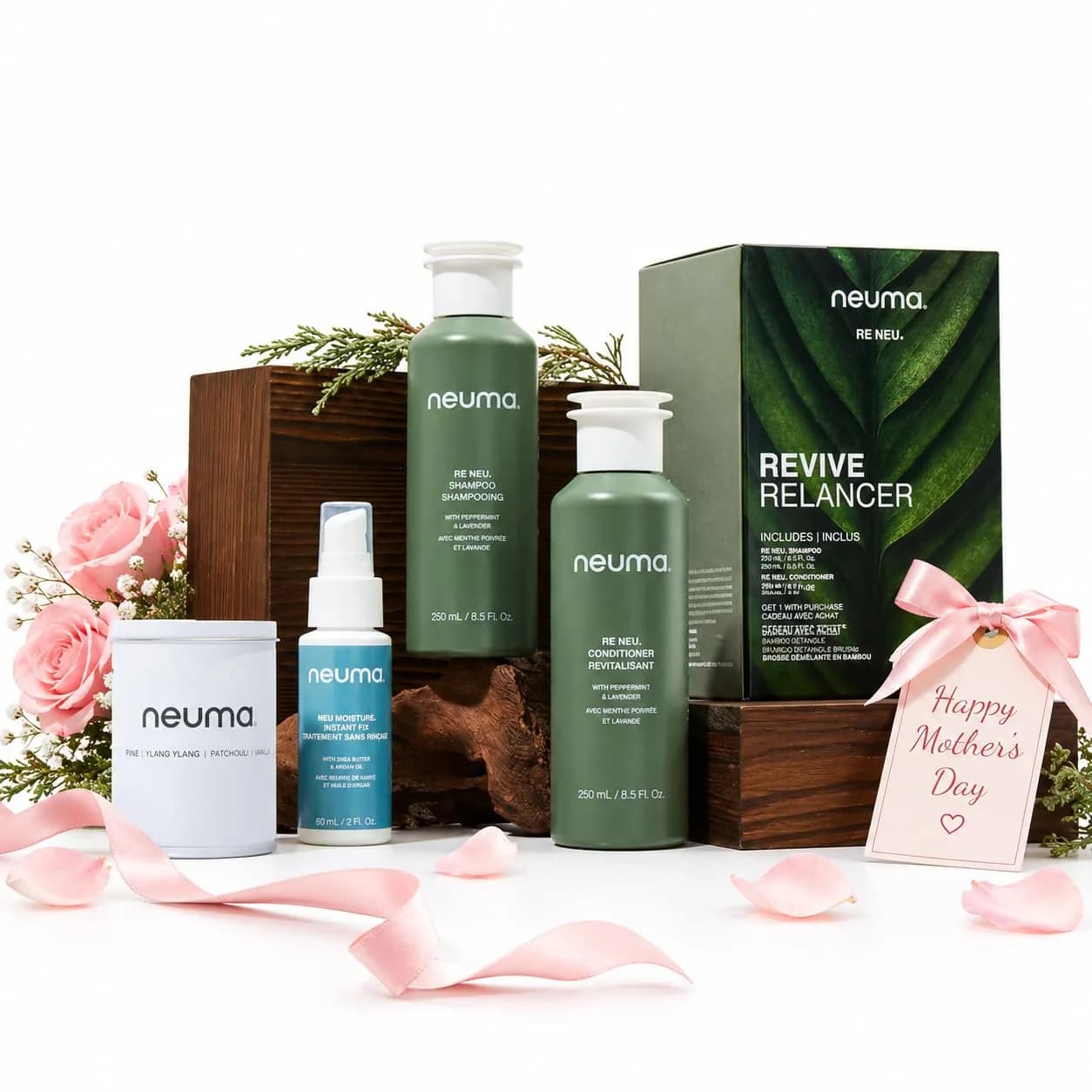 NEUMA Re Neu Mothers Day Gift Set | Hair Care for Women | 10.5 Fl Oz Shampoo & Conditioner, Moisture Therapy Candle — RE NEU
