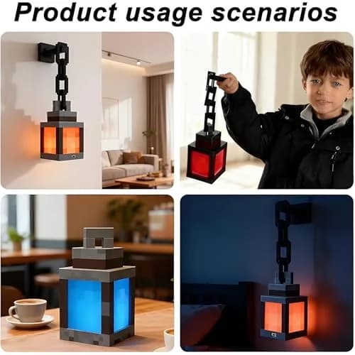 Bivpreom Pixelated Lantern Night Light 15cm (6") Black | 16 Colors USB Rechargeable Remote Control thumbnail 6