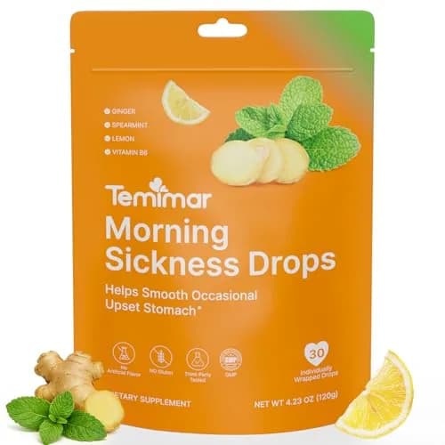 Temimar Morning Sickness Drops, Lozenges for Pregnancy & Motion Sickness, Ginger & Vitamin B6, 30 pcs | Fast Relief thumbnail 1