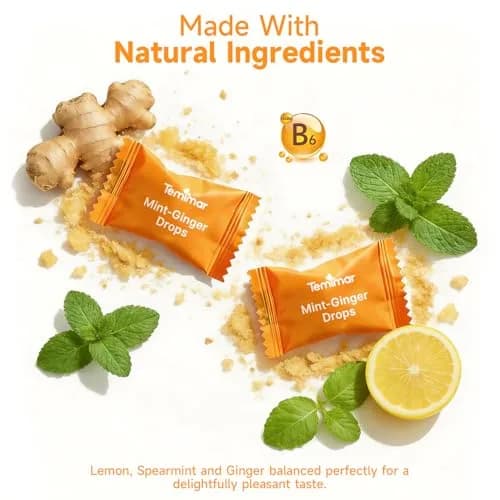 Temimar Morning Sickness Drops, Lozenges for Pregnancy & Motion Sickness, Ginger & Vitamin B6, 30 pcs | Fast Relief thumbnail 3