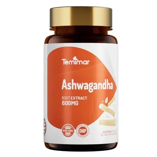 Temimar Ashwagandha Supplements, Ashwagandha Root Extract 600mg for Women & Men, Made in USA, Gluten Free, Vegan, 120 Capsules thumbnail 1