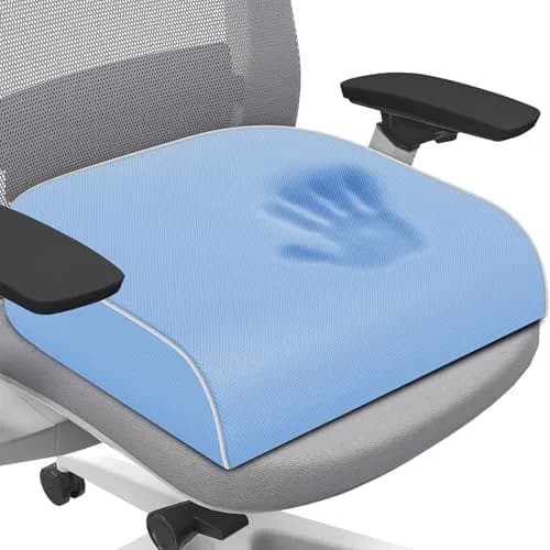 SweetSlubr Light Blue Memory Foam Seat Cushion 2X-Large | Tailbone Pain Relief for Office Chairs - main product image