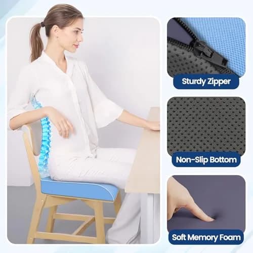 SweetSlubr Memory Foam Seat Cushion | 48cm x 43cm (19"x17") Tailbone Pain Relief thumbnail 6