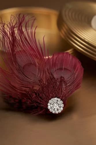BABEYOND Peacock Feather Hair Clip with Rhinestones | 1920s Flapper Accessory for Women (One Size, Wine Red) thumbnail 3