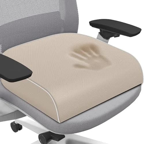 SweetSlubr X-Large Beige Memory Foam Seat Cushion | Ergonomic Tailbone Pain Relief - main product image