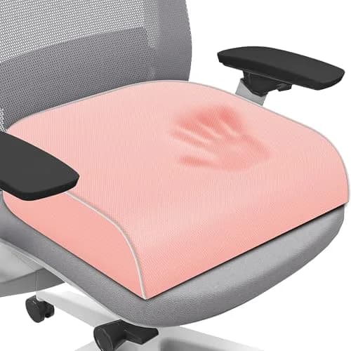 SweetSlubr Pink Memory Foam Seat Cushion for Tailbone Pain Relief, Extra Large (2X-Large) | Supports Office Chairs, Cars, Travel - main product image