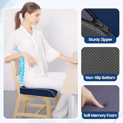 SweetSlubr Large Tailbone Pain Relief Seat Cushion | Ergonomic Memory Foam Chair Pad thumbnail 7