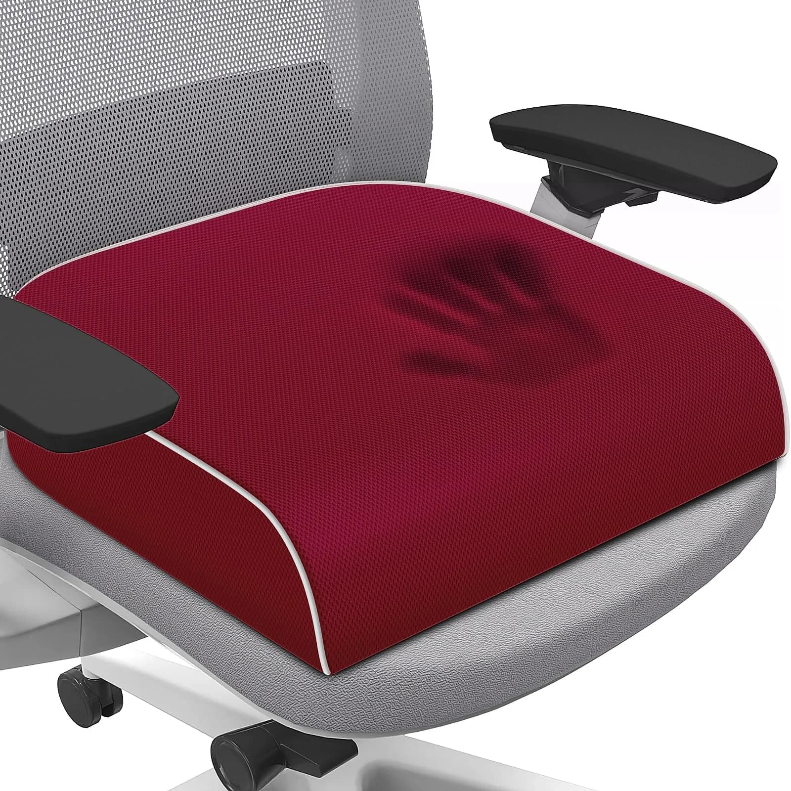 SweetSlubr Memory Foam Seat Cushion X-Large Red | Tailbone Pain Relief for Office Chairs, Cars, Airplanes - main product image