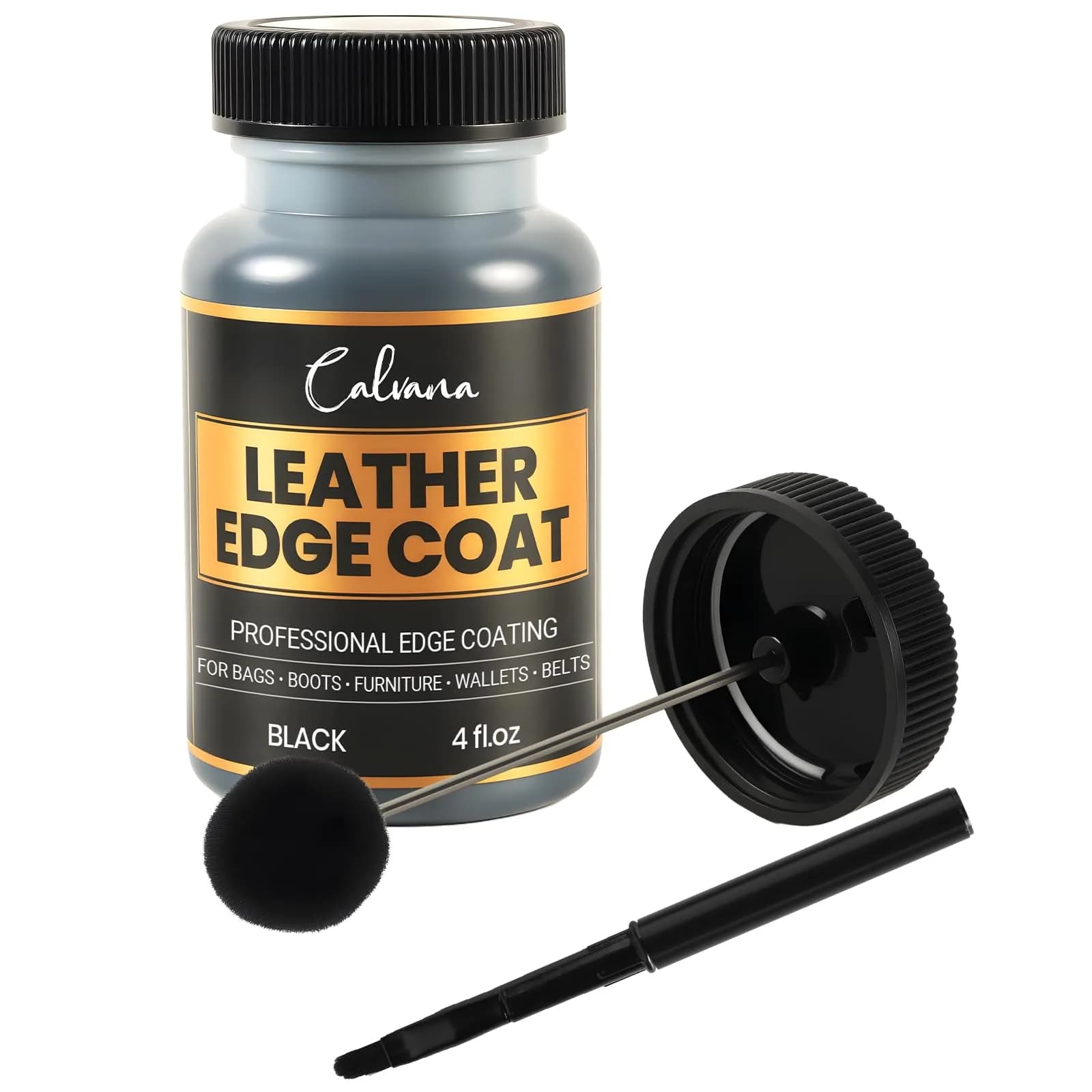 Calvana Leather Edge Coat 4oz | Flexible, Water-Resistant Sealant & Finish for Leather Edges — Black