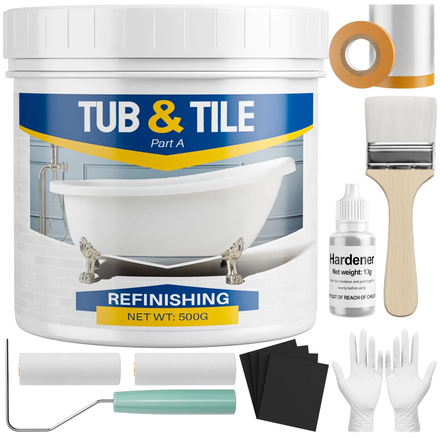 IRONABLE Tub and Tile Paint Refinishing Kit, 17oz White | Easy DIY Bathroom & Kitchen Renovation — 17 Fl Oz