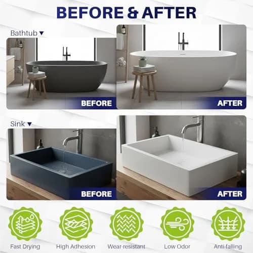 IRONABLE Tub and Tile Paint Refinishing Kit, 17oz White | Easy DIY Bathroom & Kitchen Renovation thumbnail 4