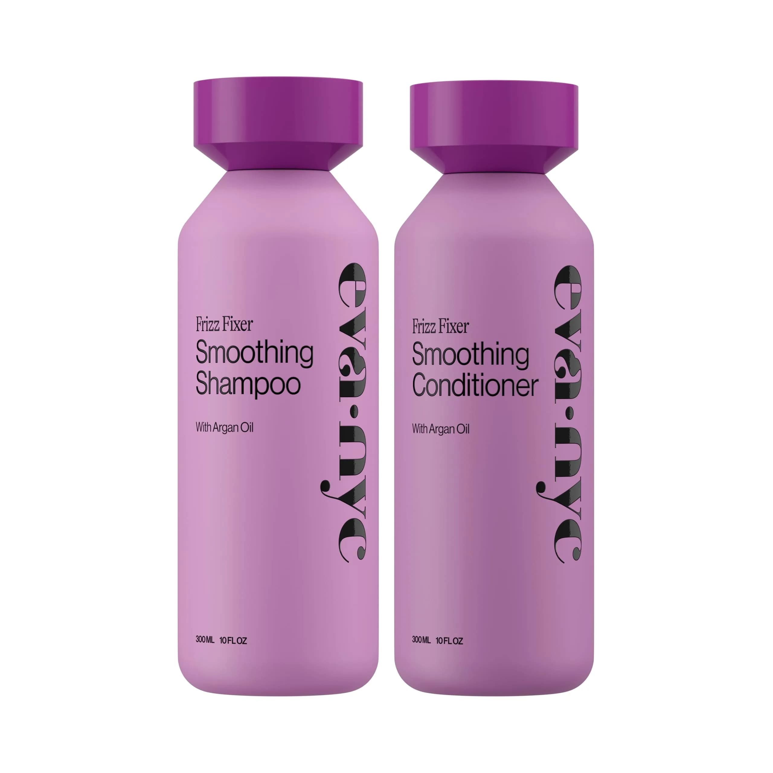 Eva NYC Anti-Frizz Shampoo and Conditioner Set with Argan Oil + Sunflower Seed Oil – Sulfate-Free, Vanilla Scent, 10 fl oz (Pack of 2) for Frizzy, Thick Hair