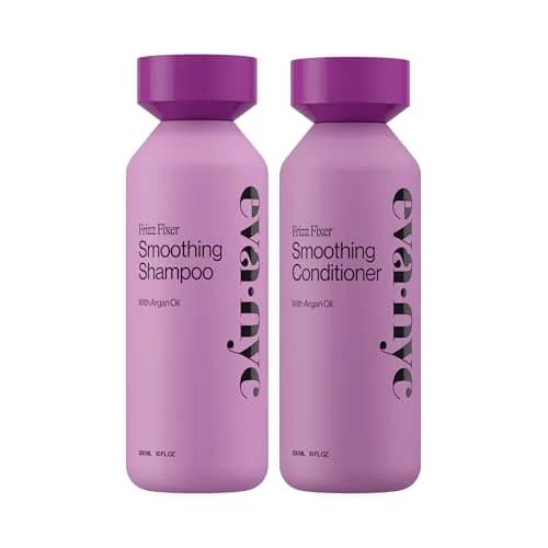 Eva NYC Anti-Frizz Shampoo and Conditioner Set with Argan Oil + Sunflower Seed Oil – Sulfate-Free, Vanilla Scent, 10 fl oz (Pack of 2) for Frizzy, Thick Hair thumbnail 1