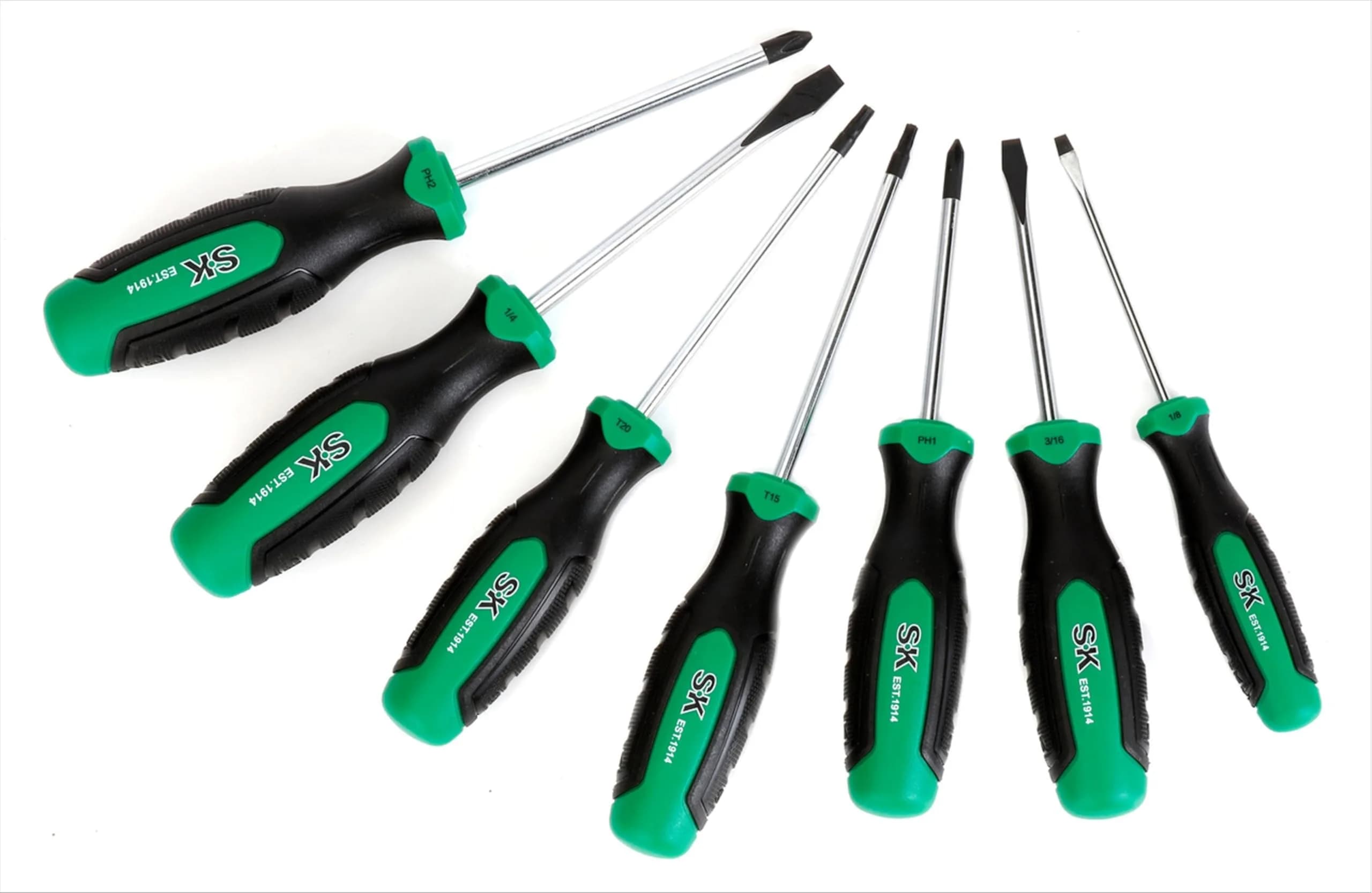 SK Tool 7PC Screwdriver Set | Classic Solid Pattern, Multi Color, Blend Material, Rectangular Shape (7 Items, 1 Pack)