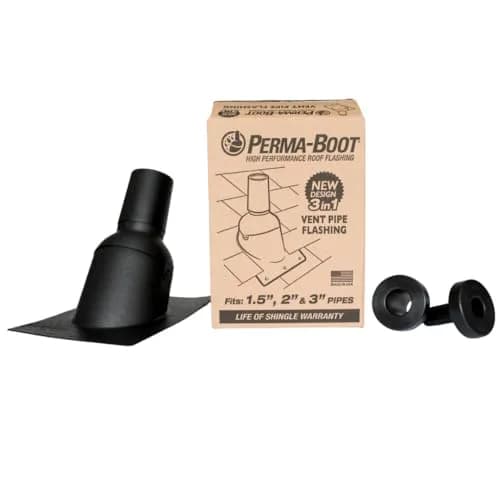 Perma-Boot Pipe Boot Repair Flashing Adjustable 1.5 in. I.D. to 3 in. I.D. Vent Pipe in Black | No Caulk, No Tools, Guaranteed for Life thumbnail 1