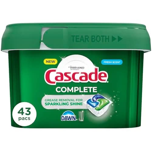 Cascade Complete Action Dishwasher Detergent Pods 43 Count | Powerful Grease Removal & Pipe Safe thumbnail 1
