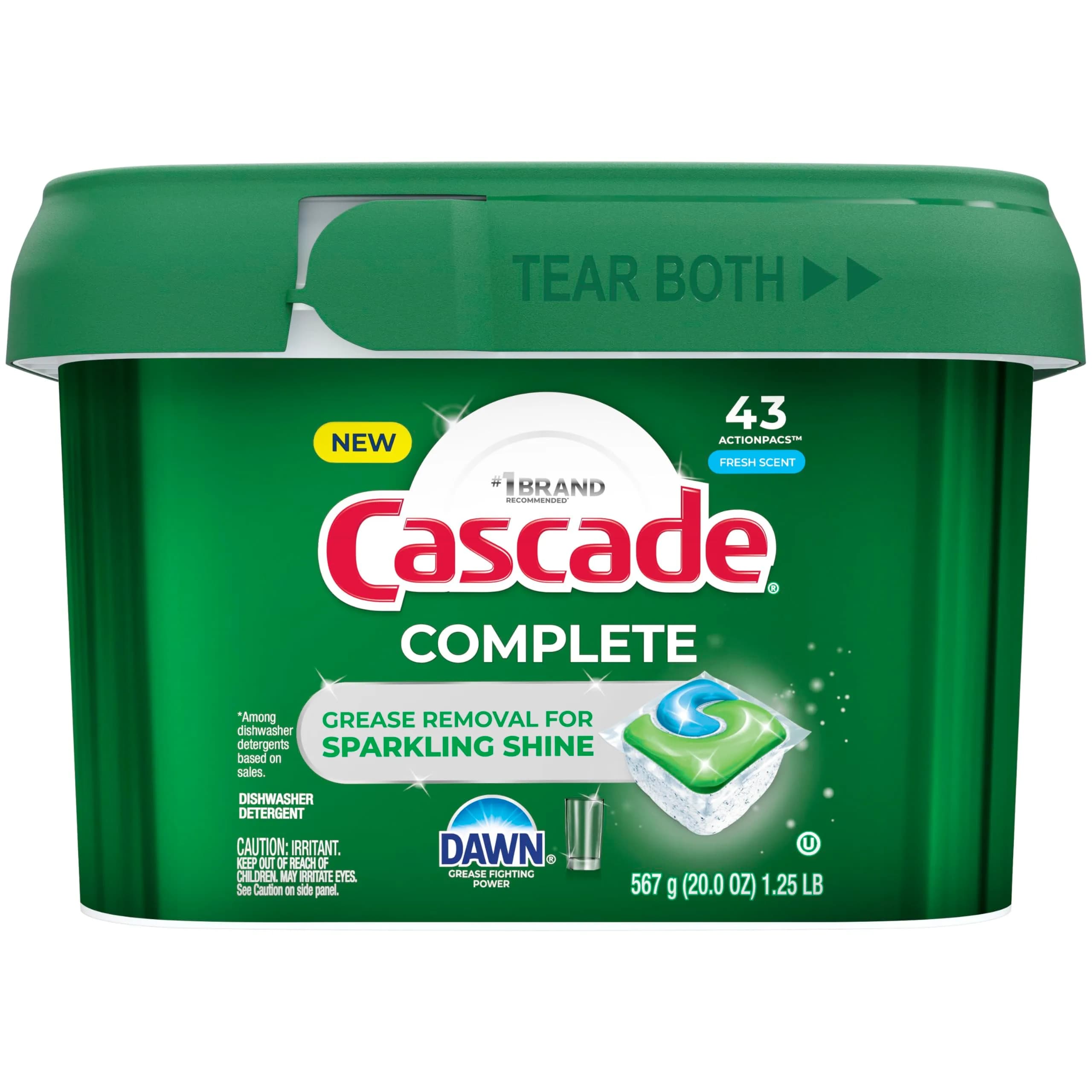 Cascade Complete Action Dishwasher Detergent Pods 43 Count | Powerful Grease Removal & Pipe Safe - view 9
