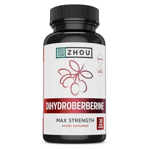 ZHOU Dihydroberberine 100 mg Supplement for Women & Men - Vegan - 30 Capsules | Natural Energy & Cardiovascular Support thumbnail 1